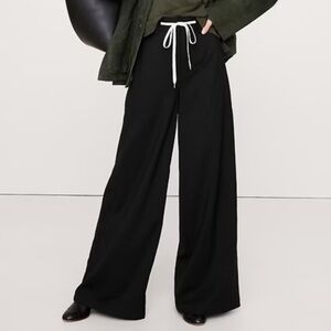 NWT! Banana Republic Black High-Rise Wide-Leg Italian Wool Pant